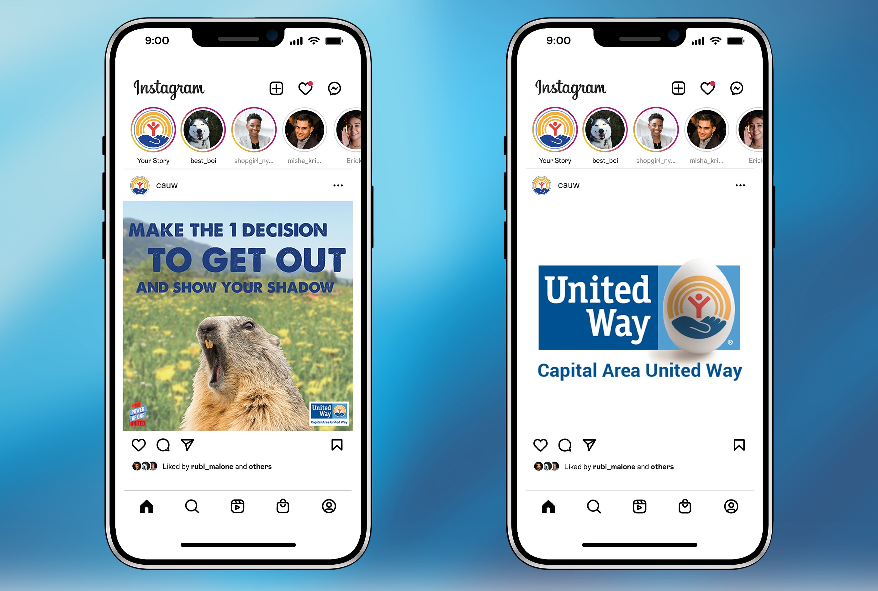 Groundhog Day and Easter Instagram posts